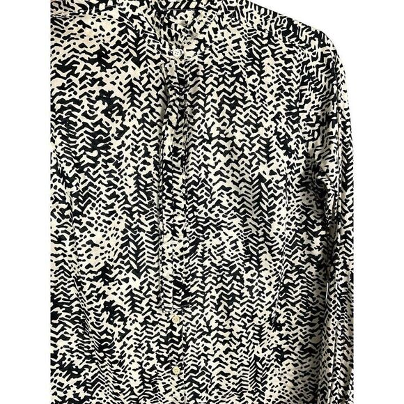 J. Crew Strada Fan Placket Perfect Shirt, Black/Cream, 100% Cotton, size 4 - Picture 8 of 13